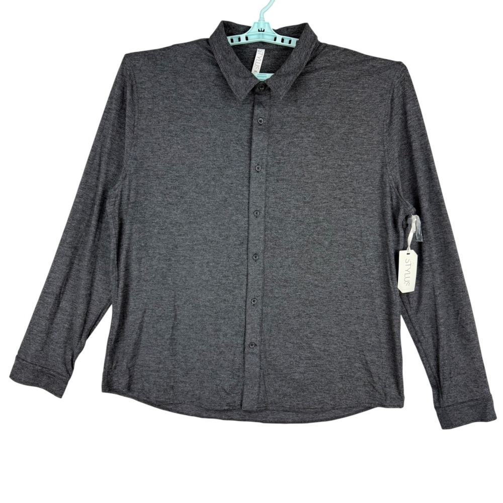 Stylus Men's Long Sleeve Stretch Buttons Casual French Indigo Shirt Size XXL NWT